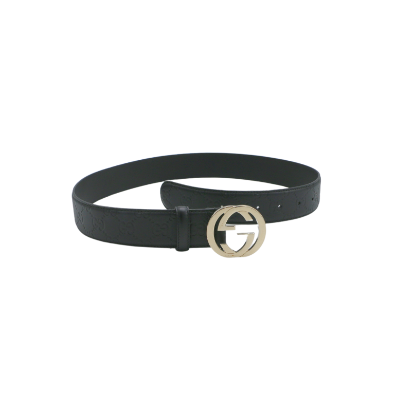 GUCCI ベルト 80/32 Gucci Made In Italy Gg Marmont Embossed Leather Belt Black